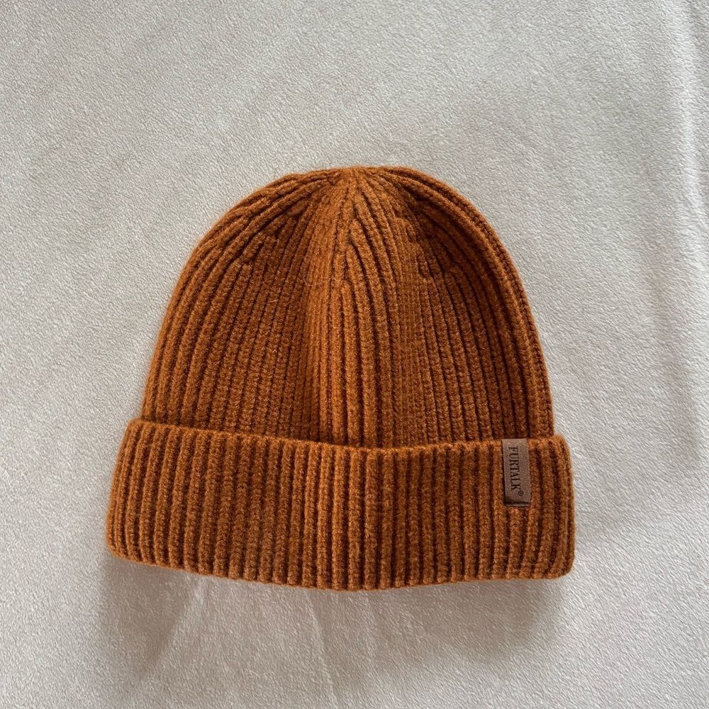 Tom Tailor Ribbed Knit Beanie in Rust